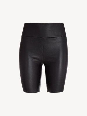 Black Leather Biker Short