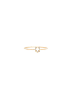 14k Pave Diamond Itty Bitty Horseshoe Ring