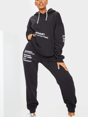 Prettylittlething Black Slogan Print Joggers