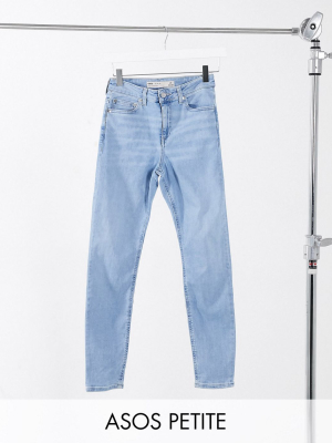 Asos Design Petite High Rise Ridley 'skinny' Jeans In Stonewash