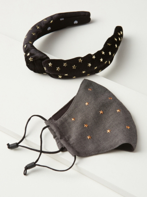 Lele Sadoughi Headband + Ear Loop Reusable Face Mask Set