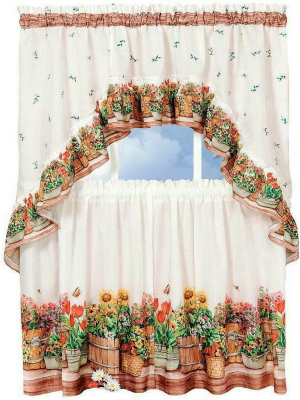 Goodgram Country Garden Complete Kitchen Curtain Tier And Swag Set