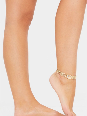 Gold Thin Link Diamante Anklet