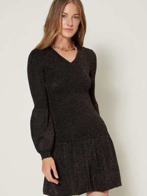 Metallic Lurex Ribbed Sweater Dress