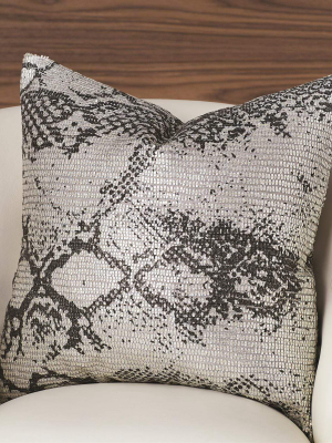 Global Views Shimmer Snake Skin Pillow - Silver