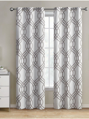 Kate Aurora Contemporary Living 2 Pack Geometric Blackout Grommet Curtains