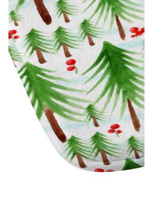 24"x36" Christmas Tree Farm Bath Mat Green - Deny Designs