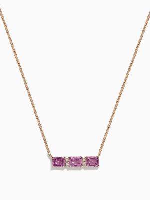 Effy 14k Rose Gold Pink Sapphire And Diamond Bar Necklace,