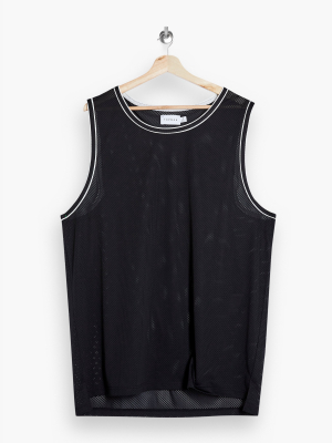 Topman Black Mesh Tipped Tank