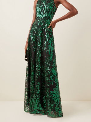 Sequined Chiffon Gown