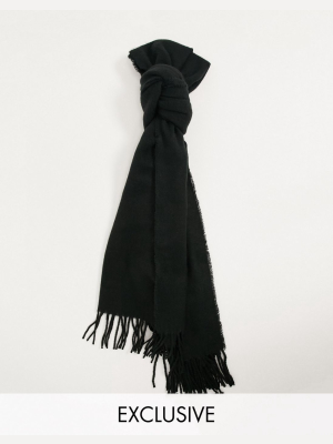 Reclaimed Vintage Inspired Unisex Blanket Scarf With Logo Tab In Black