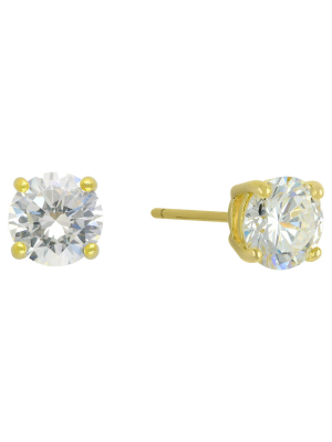 Cubic Zirconia Round Stud Earrings With 14k Gold Plating In Sterling A New Day™ Silver Gold