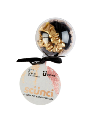 Scunci Mini Scrunchies In Ornament Ball With Gold String - 5pk