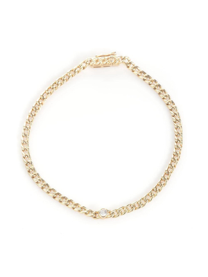 Zofia Day Vintage Petite Chain Link With Bezel Diamond Bracelet