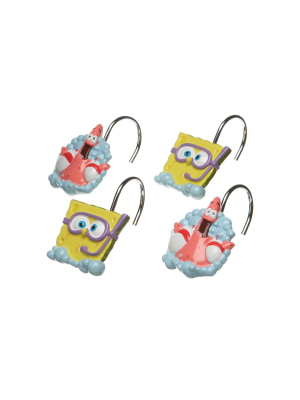 12pc Nickelodeon Shower Curtain Rings Bubbly Fun Bathroom Accessories - Spongebob Squarepants..