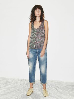 Floral Jacquard Tank In Green