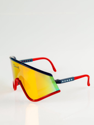 The Cornea Combusters | Red And Blue Revo Retro Macho Sunglasses