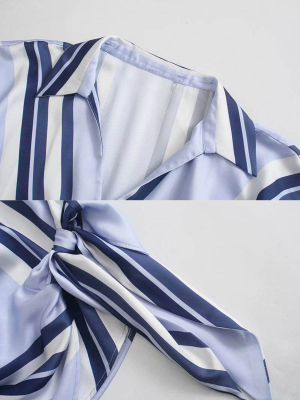 'aries' Striped Wrap Tied Top