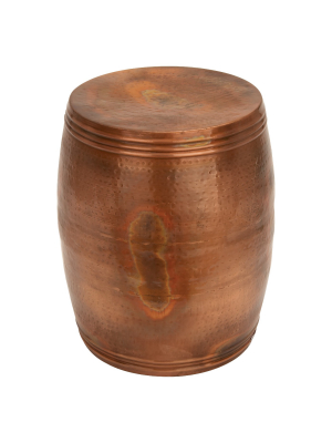 Metal Drum Copper Colored Accent Table Copper - Olivia & May