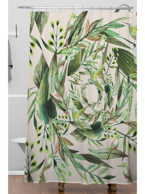 Nature In Circles Shower Curtain Green - Deny Designs