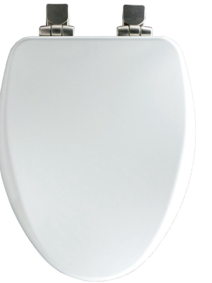 Bemis 19170nisl Elongated Close-front Toilet Seat With Brushed Nickel Hinges And Lid With Whisper-close And Sta-tite