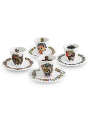 Vista Alegre Love Who You Want Set Of 4 Expresso Cups And Saucers By Christian Lacroix