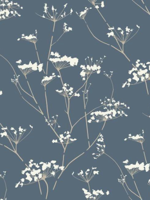 Sample Enchanted Wallpaper In Blue From The Botanical Dreams Collection By Candice Olson For York Wallcoverings