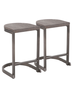 Set Of 2 Industrial Demi Counter Height Barstools - Lumisource