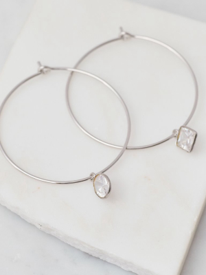 Mira Mismatched Cz Hoops, Silver