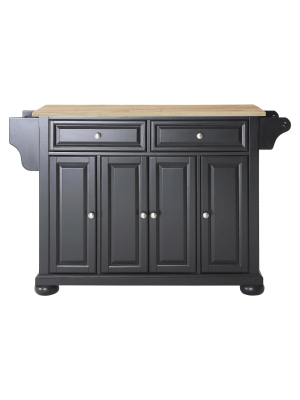 Alexandria Natural Wood Top Kitchen Island - Black - Crosley