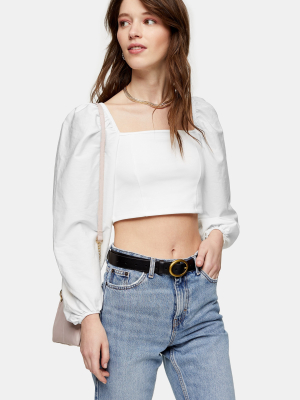 White Poplin Balloon Top