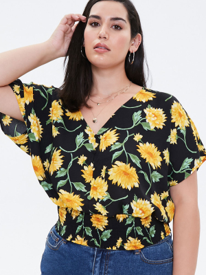 Plus Size Floral Smocked-hem Top