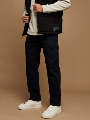 Navy Herringbone Skinny Cargo Pants