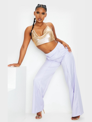 Lilac Seam Detail Wide Leg Pants