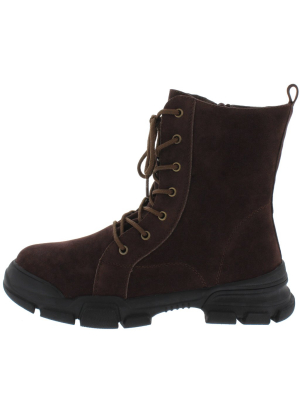 Elisa2 Brown Lace Up Chunky Sole Combat Boot