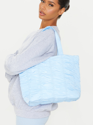 Baby Blue Ruched Tote Bag