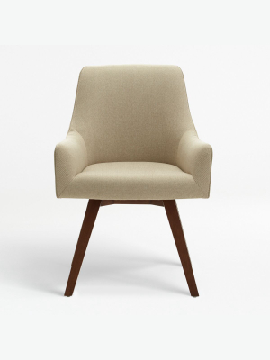 Crate and Barrel Harvey Natural Swivel Armchair Autumn