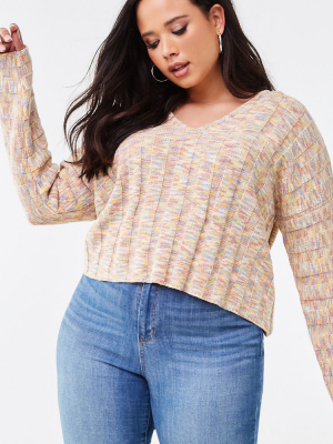 Plus Size Marled High-low Sweater