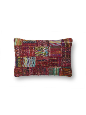 Woven Red & Multi-colored Pillow