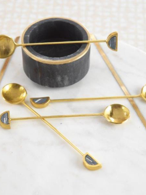 Fez Small Tea Spoons - 1 Set - Gold & Black