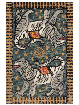 Loloi Justina Blakeney Tigress Rug - Teal/grey