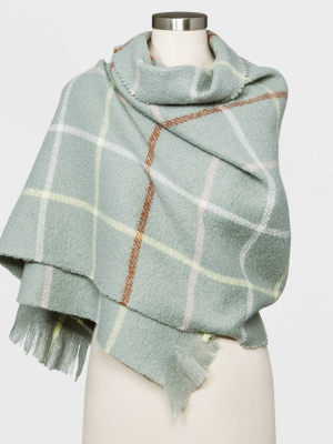 Women's Plaid Blanket Scarf - A New Day™ Green