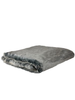 Northlight 50" X 60" Faux Fur Super Plush Throw Blanket - White/gray