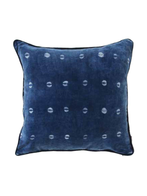 Indigo Dot Dash Velvet Pillow Cover
