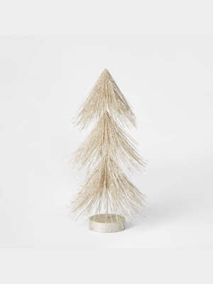 12in Unlit Tinsel Christmas Tree Decorative Figurine Champagne - Wondershop™