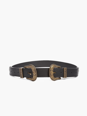 Burnished Faux Leather Belt