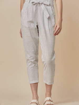 White Striped Linen Pants