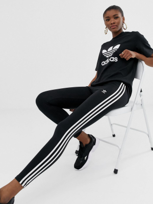 Adidas Originals Three Stripe Legging In Black