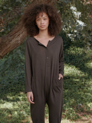 The Long Sleeve Sleeper Jumpsuit. -- Almost Black