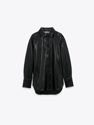 Faux Leather Overshirt